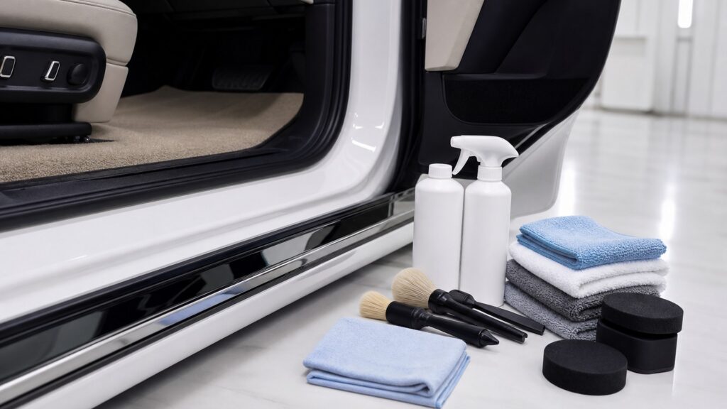 interior detailing kits shopping setup for paint and finish care with practical vehicle-focused details