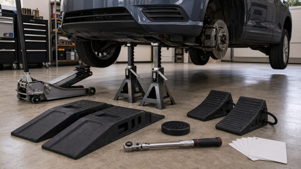 jack stands & ramps shopping setup for overall selection with practical vehicle-focused details