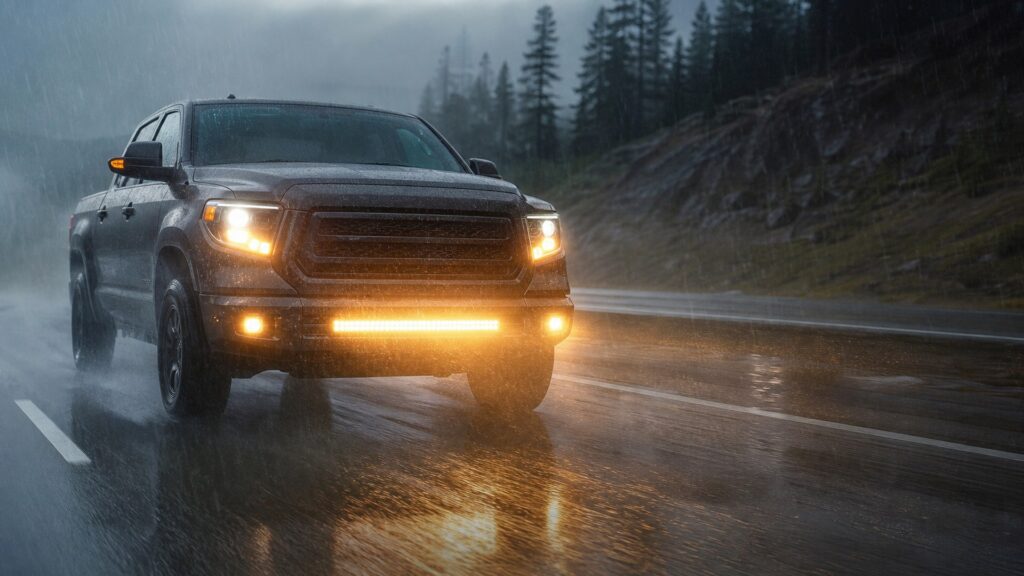 led light bars shopping setup for weather and road conditions with practical vehicle-focused details