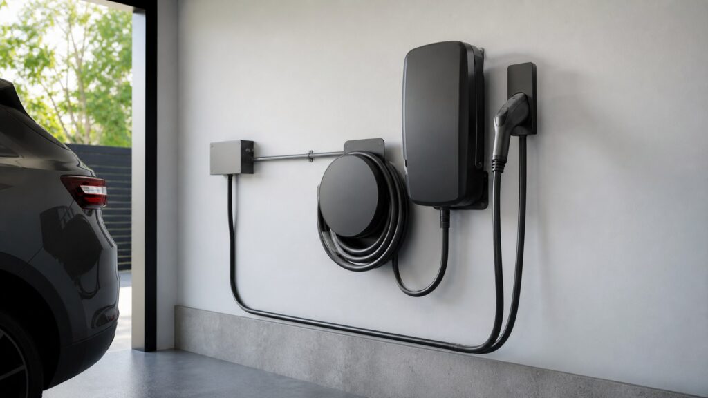 level 2 ev chargers shopping setup for charging cable management with practical vehicle-focused details
