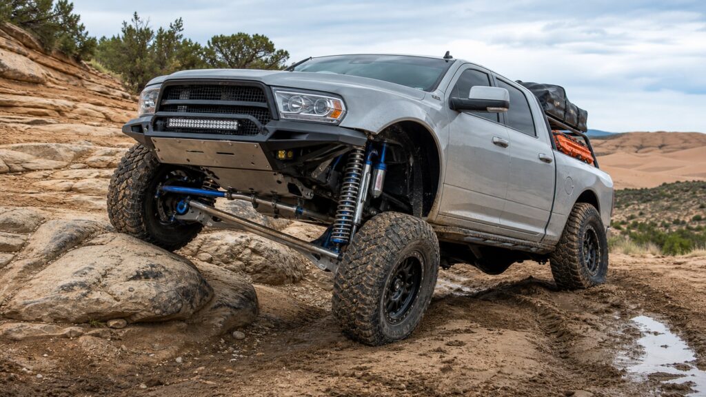long travel suspension kits shopping setup for rock, mud, and sand terrain with practical vehicle-focused details