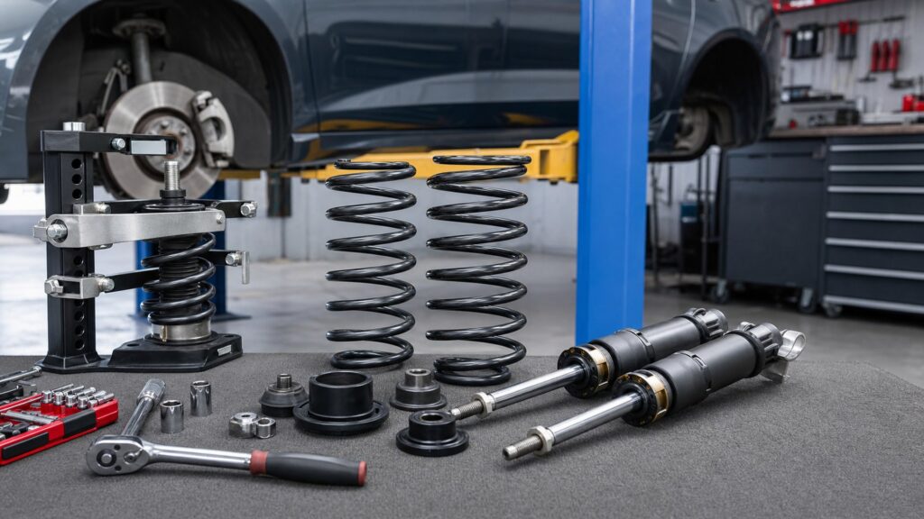lowering springs shopping setup for installation complexity with practical vehicle-focused details