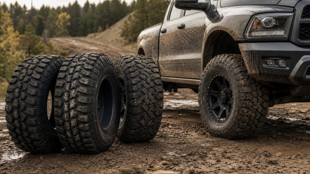mud-terrain tires shopping setup for overall selection with practical vehicle-focused details
