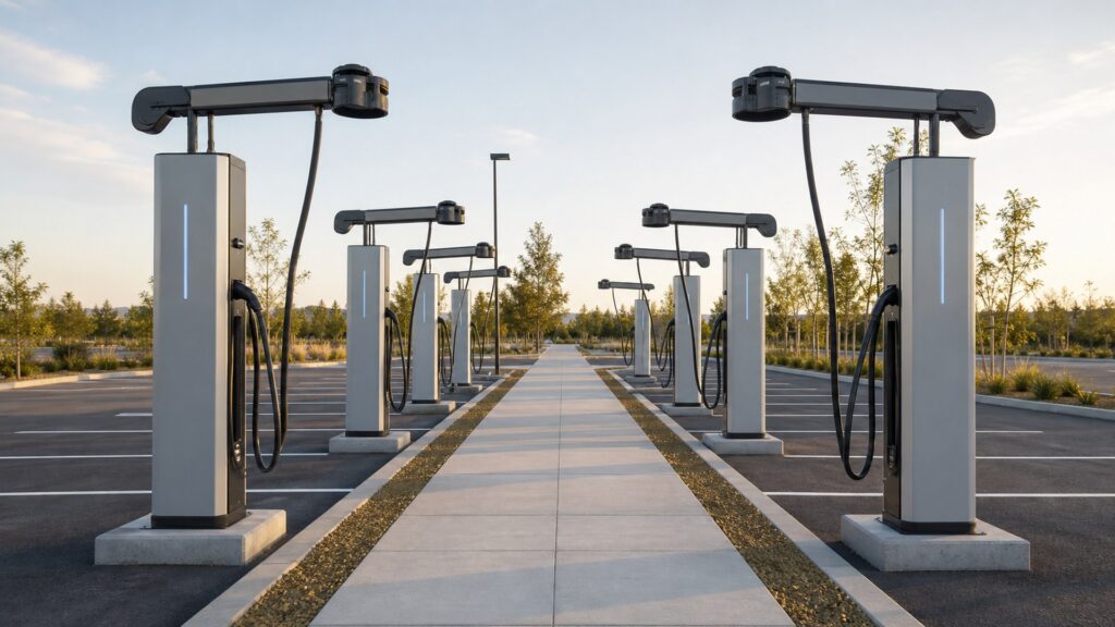 networked charging stations shopping setup for charging cable management with practical vehicle-focused details