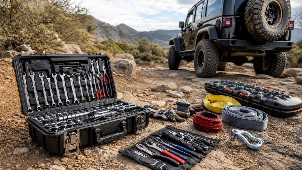 off-road tool kits shopping setup for trail recovery planning with practical vehicle-focused details