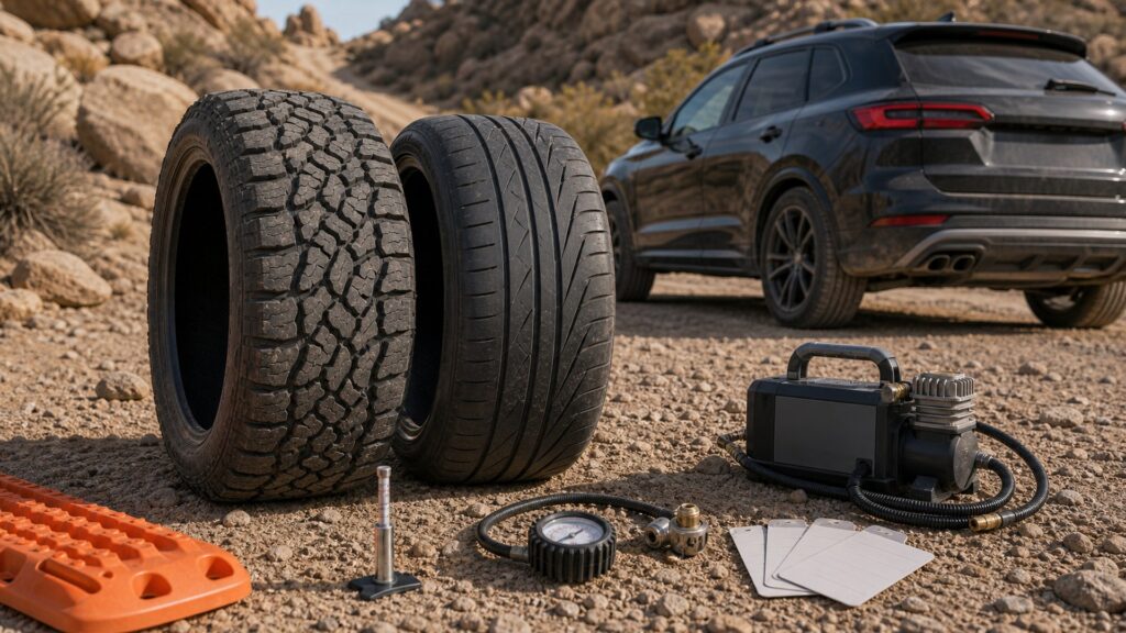 performance tires shopping setup for off-road terrain needs with practical vehicle-focused details