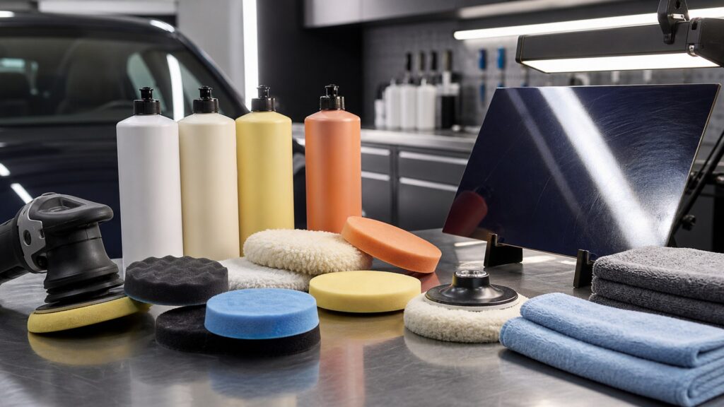 polishing compounds shopping setup for paint and finish care with practical vehicle-focused details