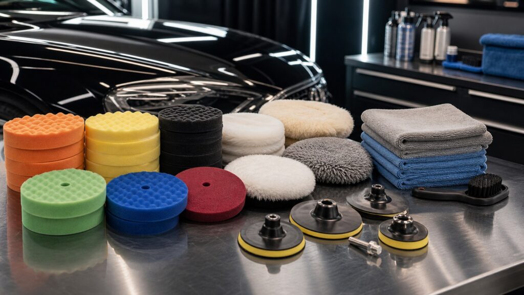 polishing pads shopping setup for overall selection with practical vehicle-focused details