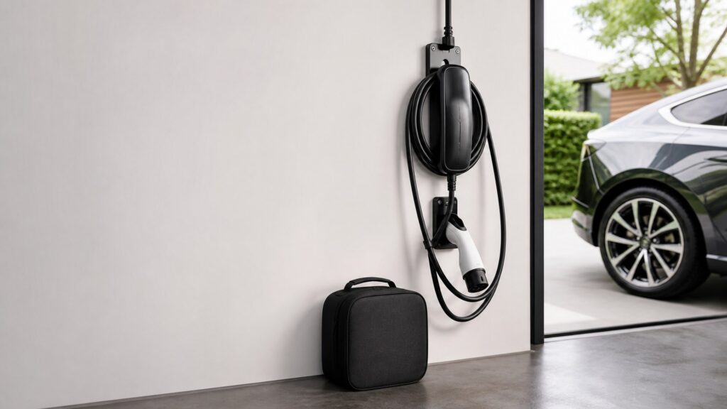 portable ev chargers shopping setup for charging cable management with practical vehicle-focused details