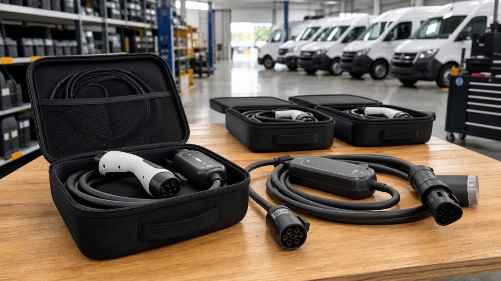 portable ev chargers shopping setup for public and fleet charging with practical vehicle-focused details