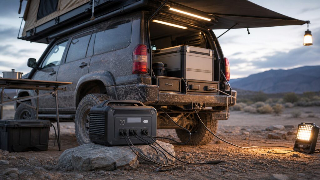 portable power stations shopping setup for overlanding gear durability needs with practical vehicle-focused details