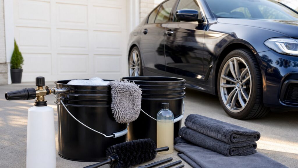 professional detailing kits shopping setup for weekend wash routines with practical vehicle-focused details