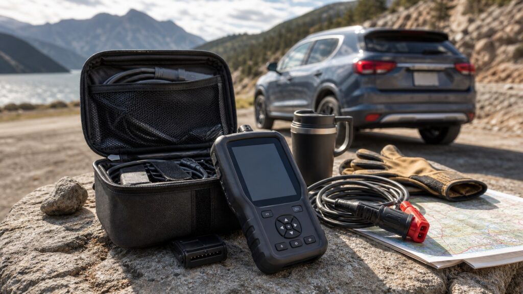 professional obd2 scanners shopping setup for road trip technology needs with practical vehicle-focused details