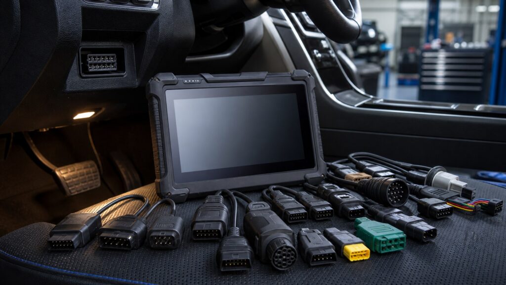 professional obd2 scanners shopping setup for vehicle compatibility checks with practical vehicle-focused details