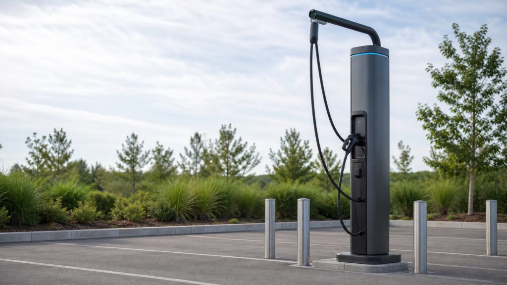 public charging stations shopping setup for charging cable management with practical vehicle-focused details