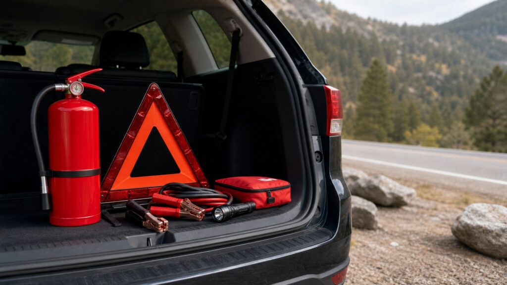 rechargeable fire extinguishers shopping setup for roadside emergency prep with practical vehicle-focused details