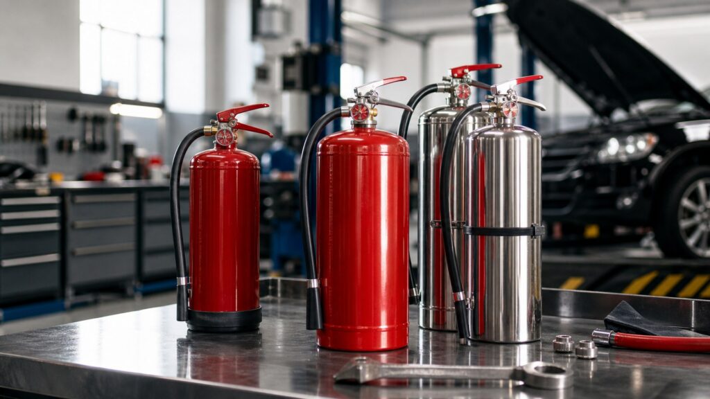 rechargeable fire extinguishers shopping setup for overall selection with practical vehicle-focused details