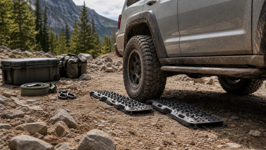 recovery boards shopping setup for trail recovery planning with practical vehicle-focused details