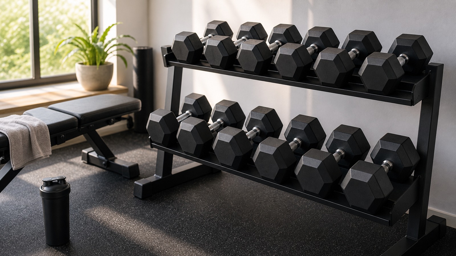 Rubber Hex Dumbbells