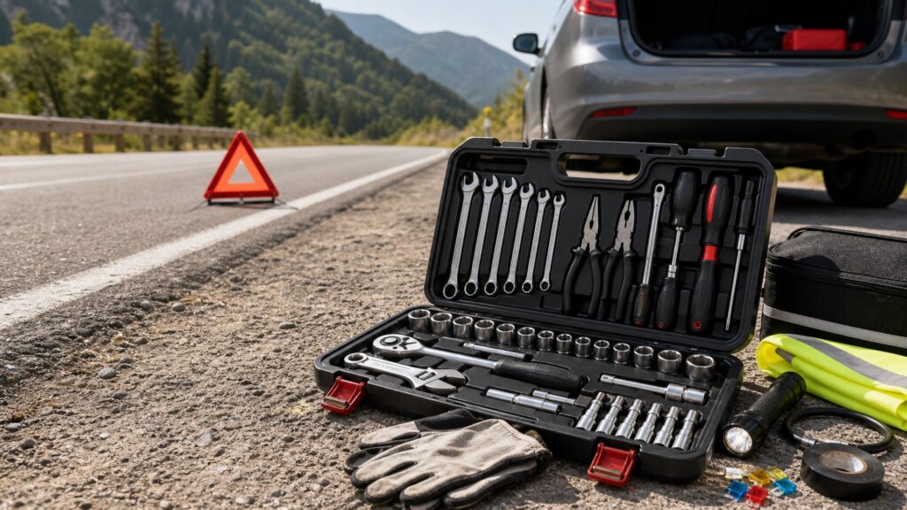 roadside tool kits shopping setup for roadside emergency prep with practical vehicle-focused details