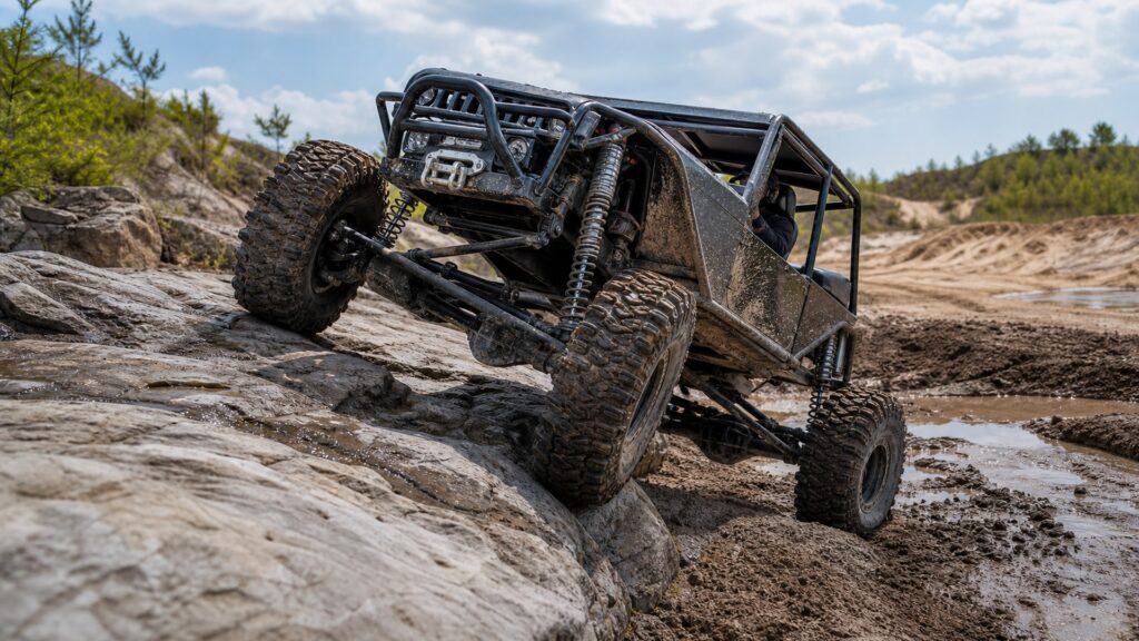 rock crawler suspension kits shopping setup for rock, mud, and sand terrain with practical vehicle-focused details