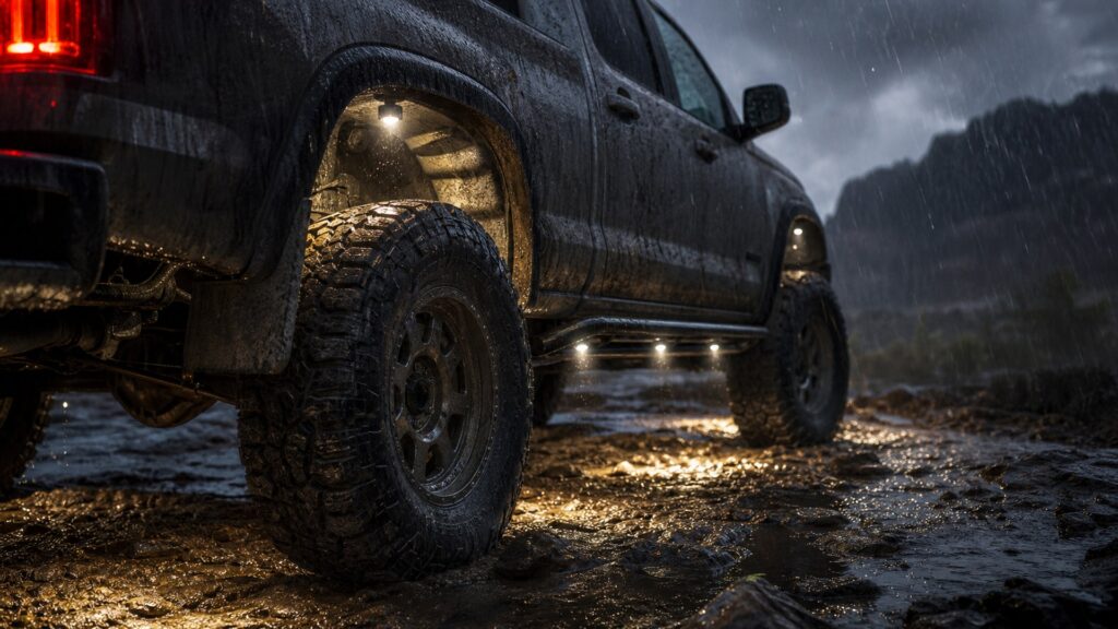rock lights shopping setup for weather and road conditions with practical vehicle-focused details
