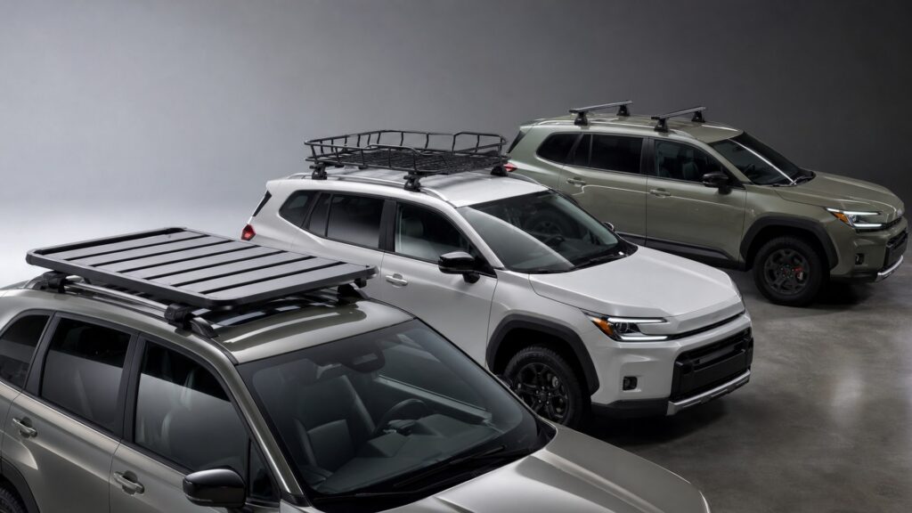 roof racks shopping setup for overall selection with practical vehicle-focused details