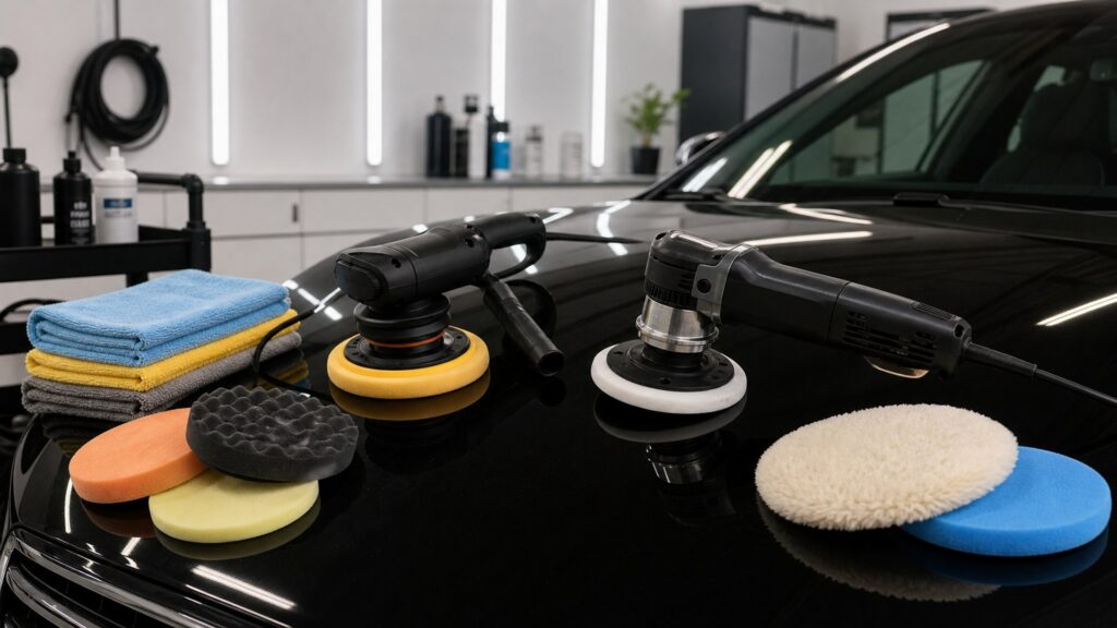 rotary polishers shopping setup for paint and finish care with practical vehicle-focused details