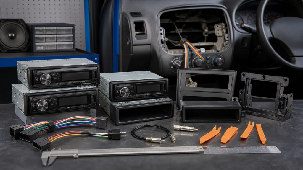 single din head units shopping setup for vehicle compatibility checks with practical vehicle-focused details