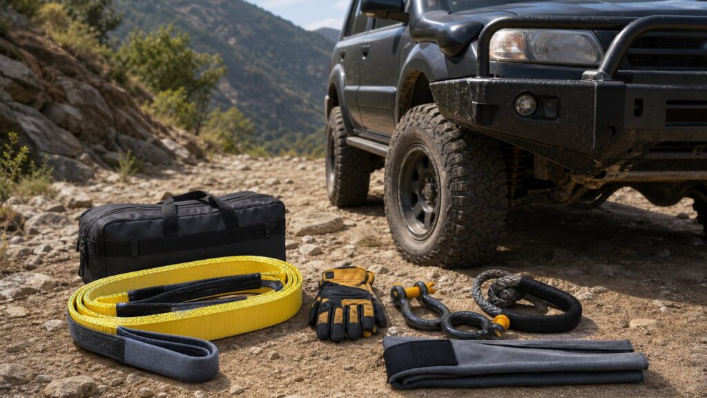 snatch straps shopping setup for trail recovery planning with practical vehicle-focused details