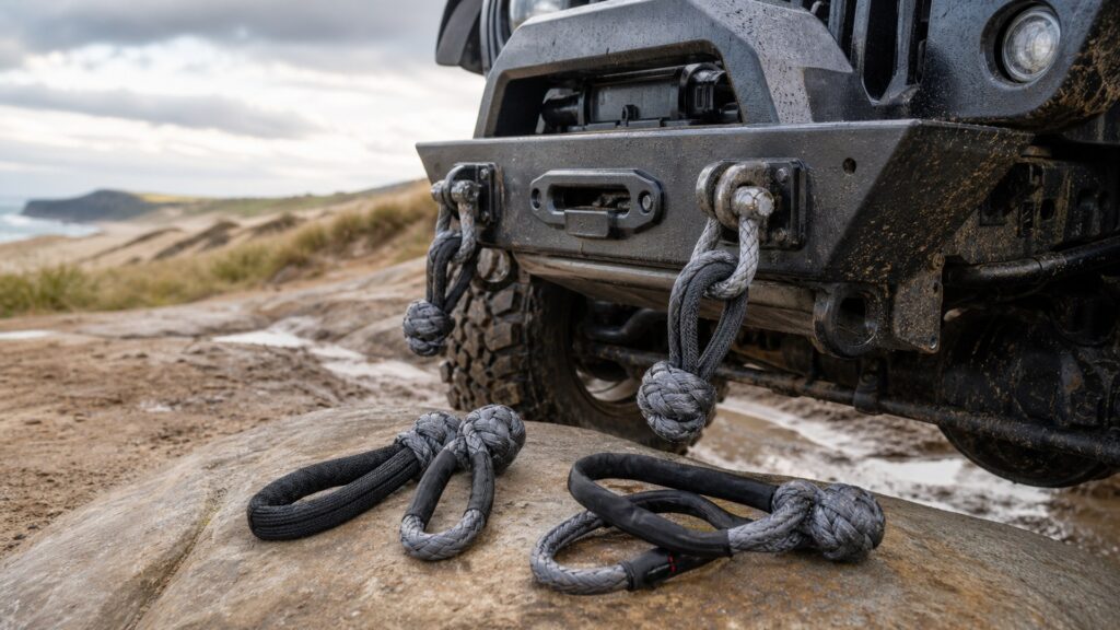 soft shackles shopping setup for rock, mud, and sand terrain with practical vehicle-focused details