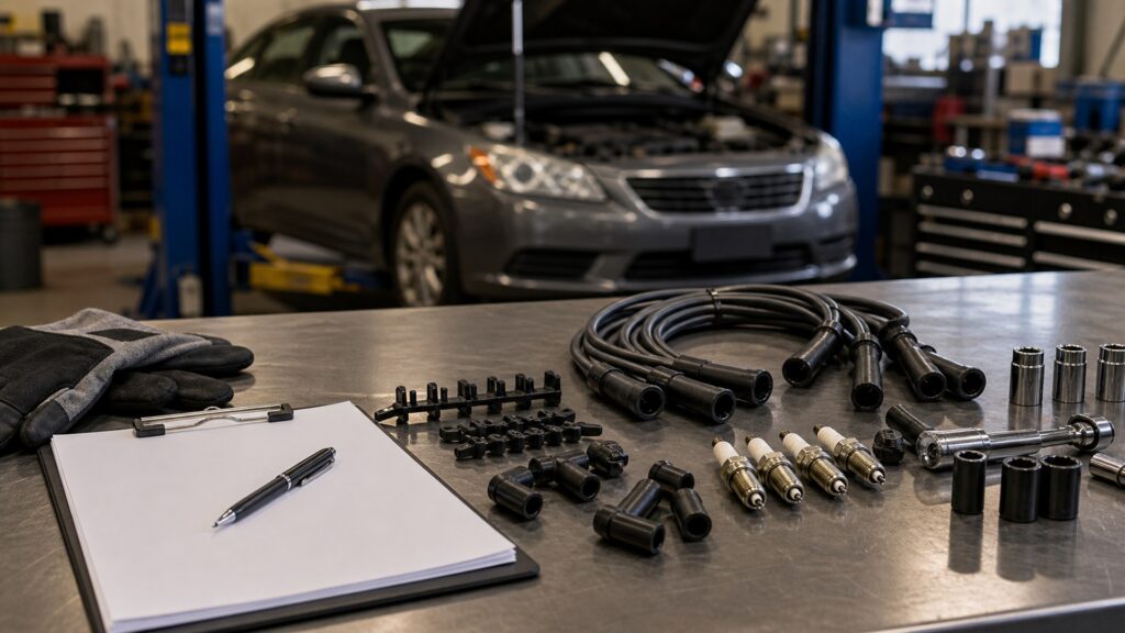 spark plug wires shopping setup for repair shop estimate reviews with practical vehicle-focused details