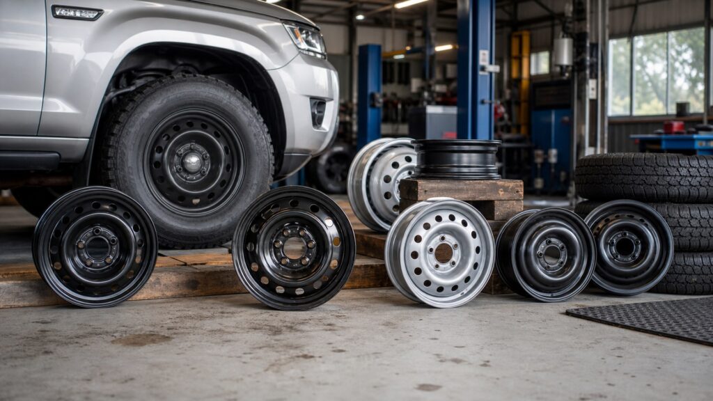 steel wheels shopping setup for overall selection with practical vehicle-focused details
