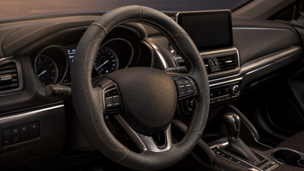 steering wheel covers shopping setup for cabin comfort upgrades with practical vehicle-focused details