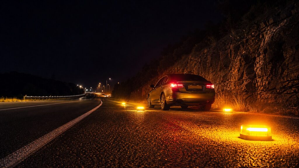 strobe warning lights shopping setup for nighttime breakdown scenarios with practical vehicle-focused details