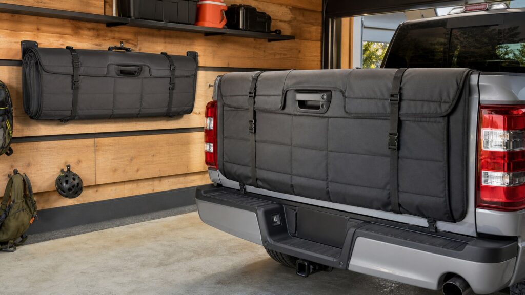 tailgate pads shopping setup for seasonal vehicle storage with practical vehicle-focused details