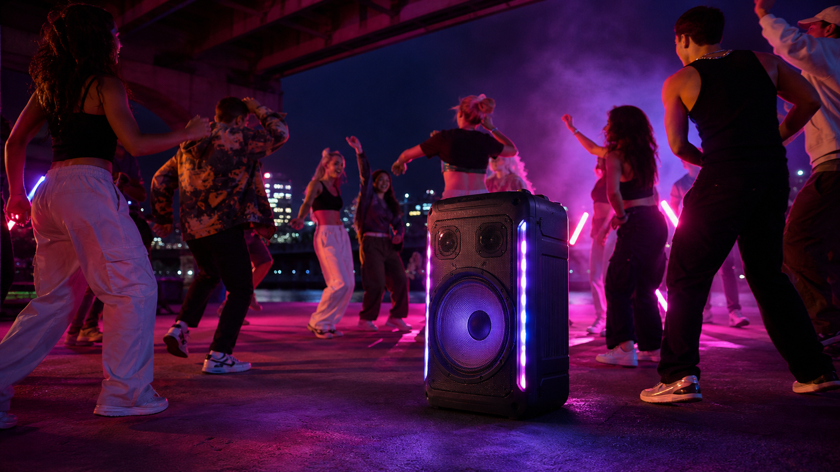 Large party speaker with powerful sound and lights