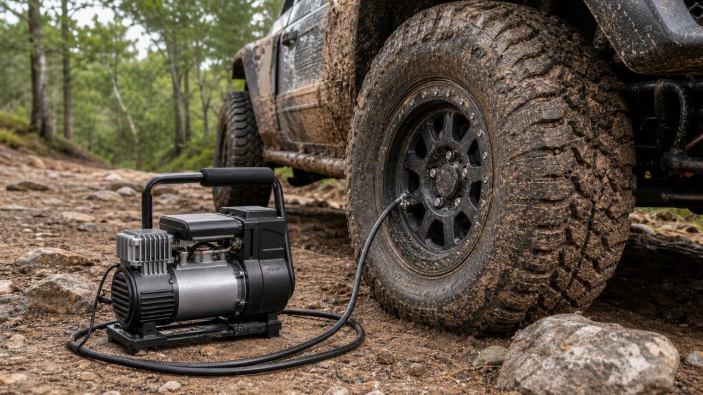tire inflators shopping setup for off-road terrain needs with practical vehicle-focused details