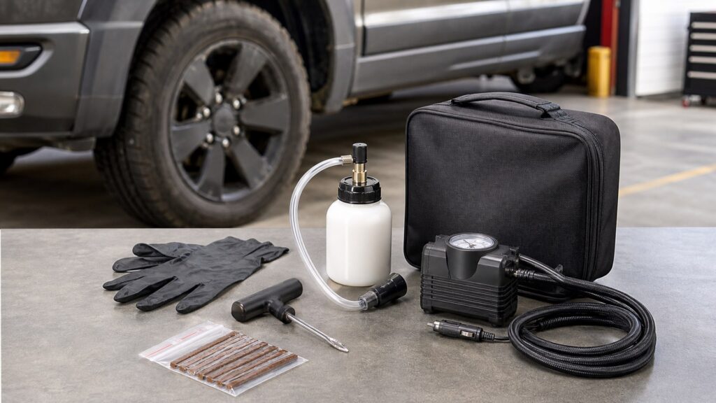 tire sealant kits shopping setup for overall selection with practical vehicle-focused details