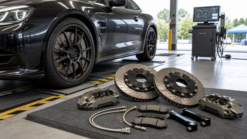 track brake kits shopping setup for emissions and inspection planning with practical vehicle-focused details