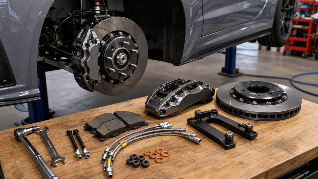 track brake kits shopping setup for installation complexity with practical vehicle-focused details