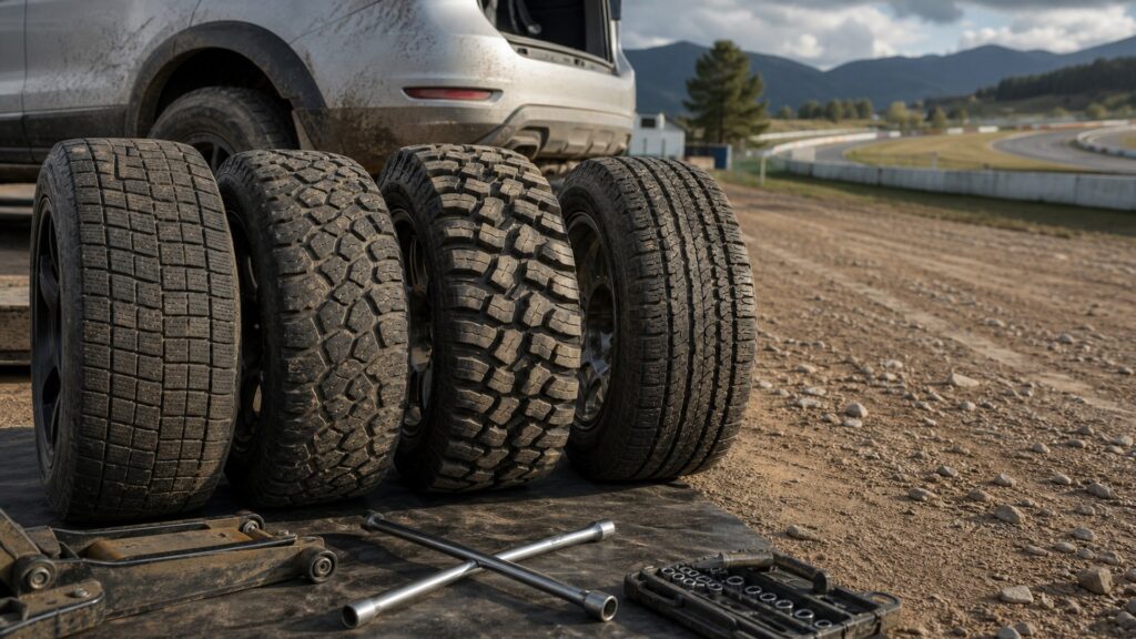 track tires shopping setup for off-road terrain needs with practical vehicle-focused details