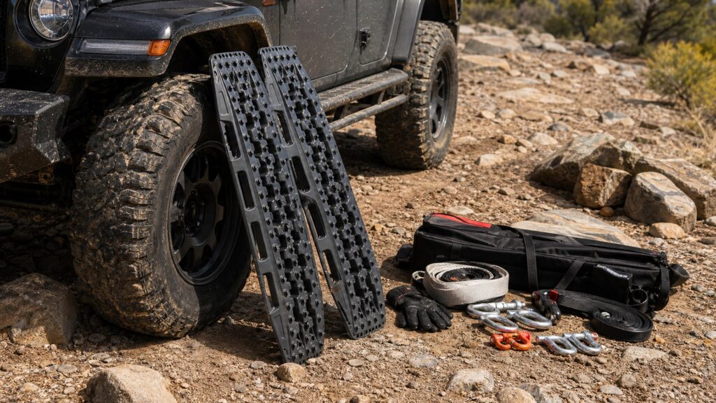 traction boards shopping setup for trail recovery planning with practical vehicle-focused details