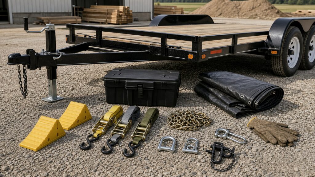 trailer accessories shopping setup for farm and jobsite use with practical vehicle-focused details