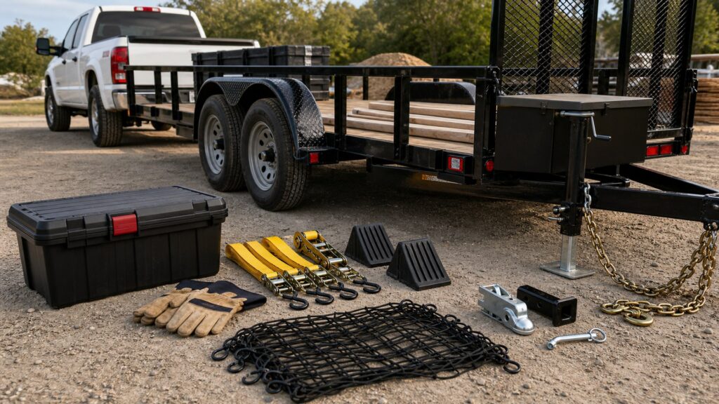 trailer accessories shopping setup for work truck hauling needs with practical vehicle-focused details