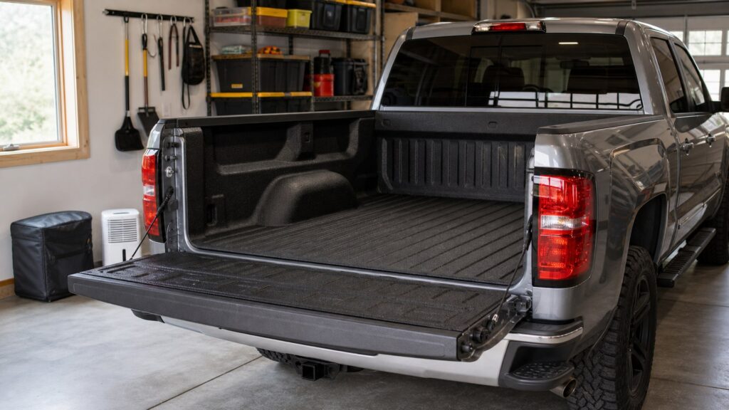 truck bed liners shopping setup for seasonal vehicle storage with practical vehicle-focused details