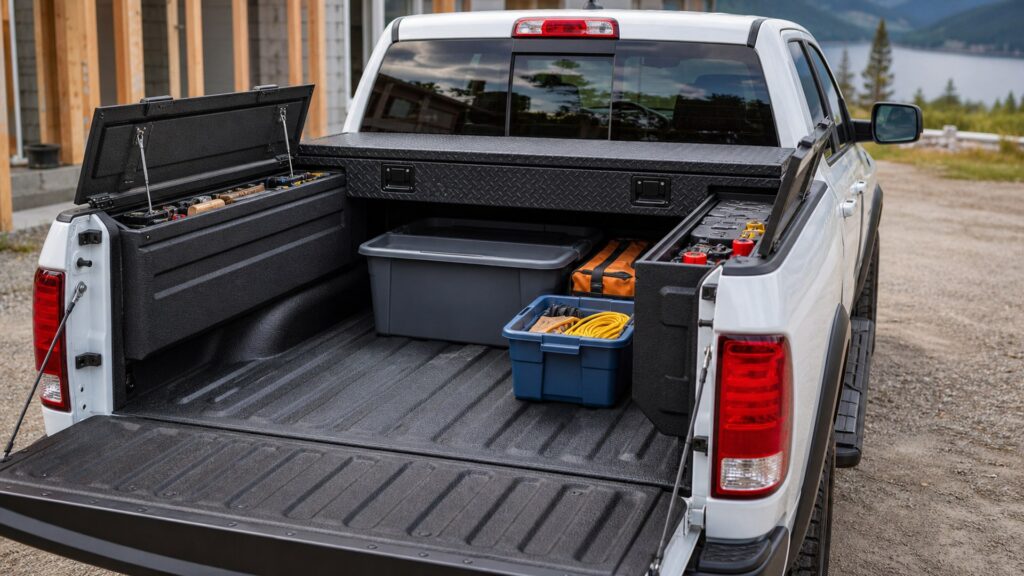 truck bed toolboxes shopping setup for cargo and storage expansion with practical vehicle-focused details