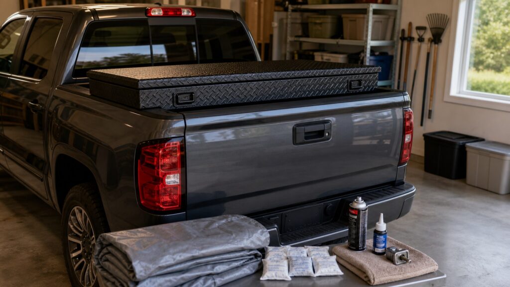 truck bed toolboxes shopping setup for seasonal vehicle storage with practical vehicle-focused details