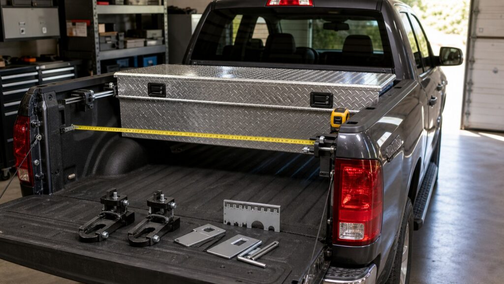 truck bed toolboxes shopping setup for vehicle fitment and mounting with practical vehicle-focused details