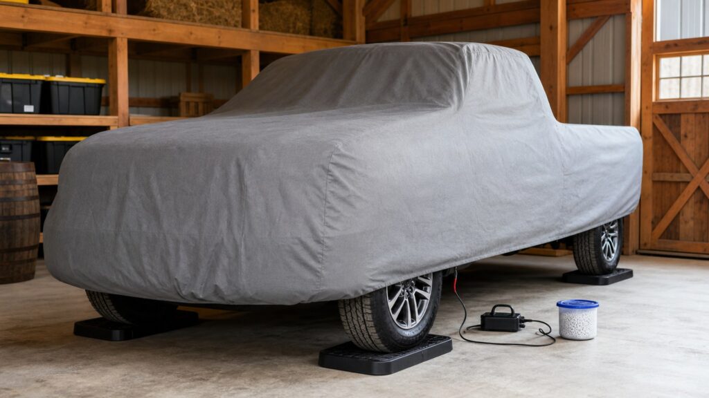 truck covers shopping setup for seasonal vehicle storage with practical vehicle-focused details